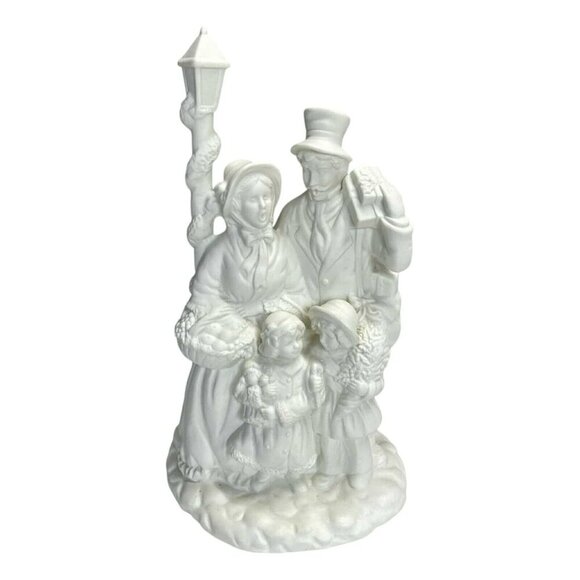 Bisque Christmas Carolers Music Box We Wish You a Merry Christmas Melody Vintage